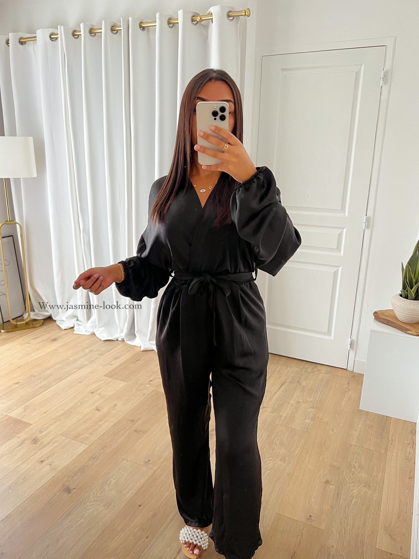 Black Satin Jumpsuit