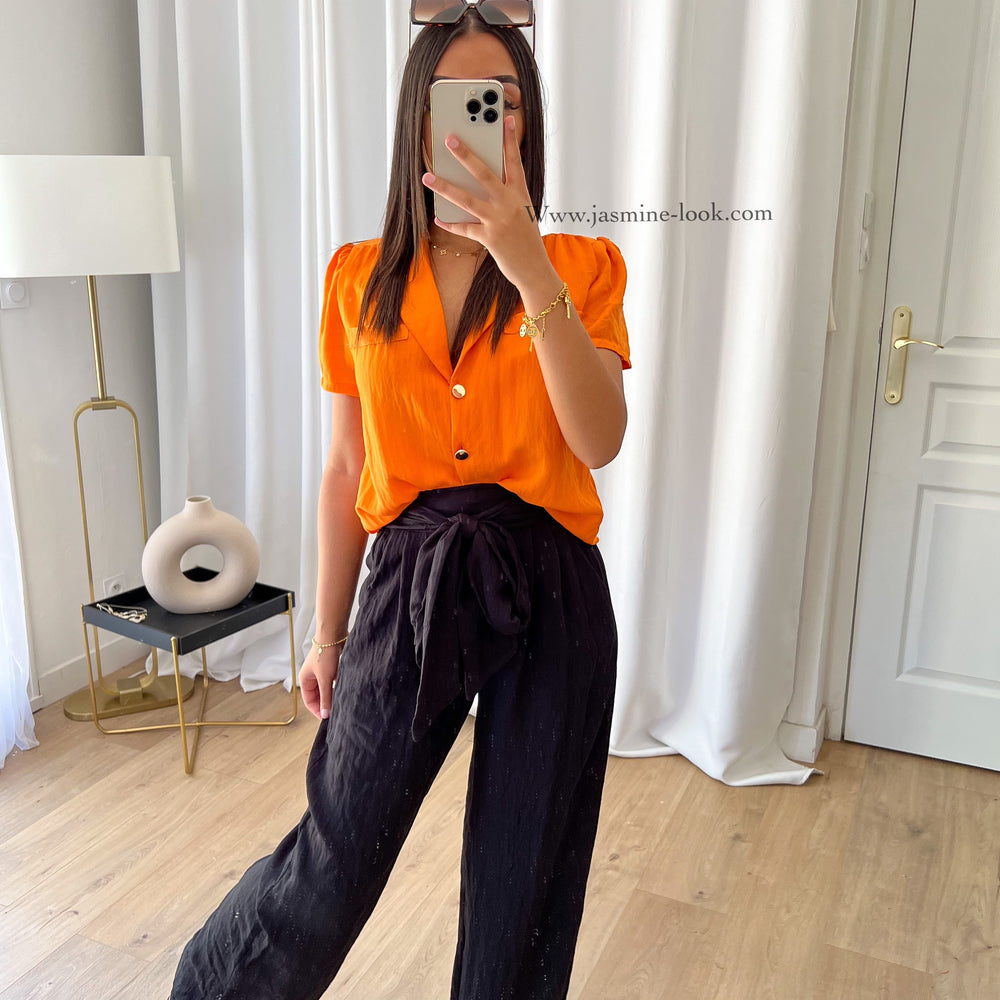 Blouse Lin orange /gold