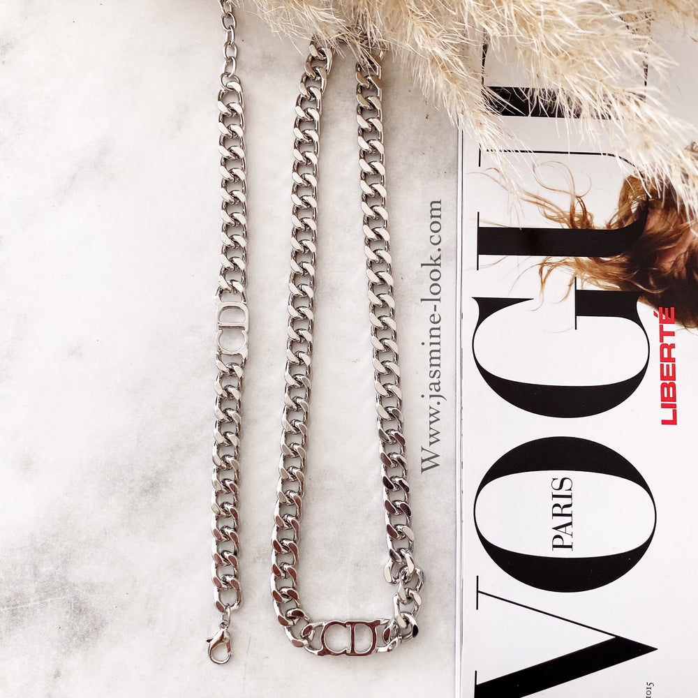 Silver CD link necklace