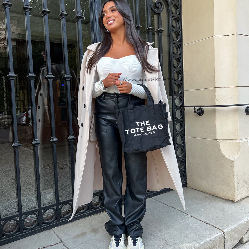 Square Faux Leather Pants
