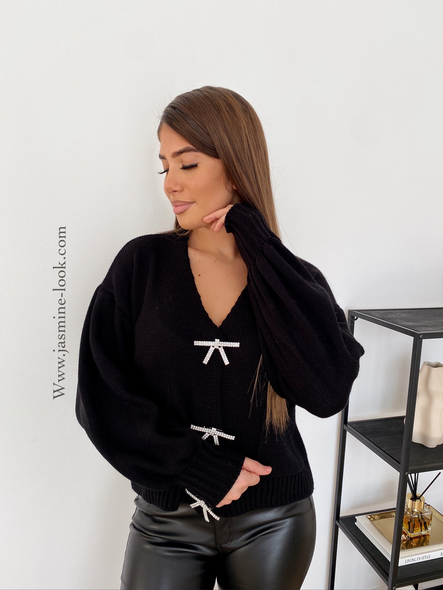 Black rhinestone cardigan